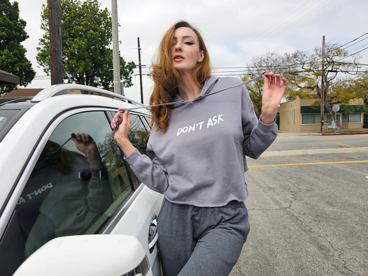 'Don't Ask' Cropped Hoodie